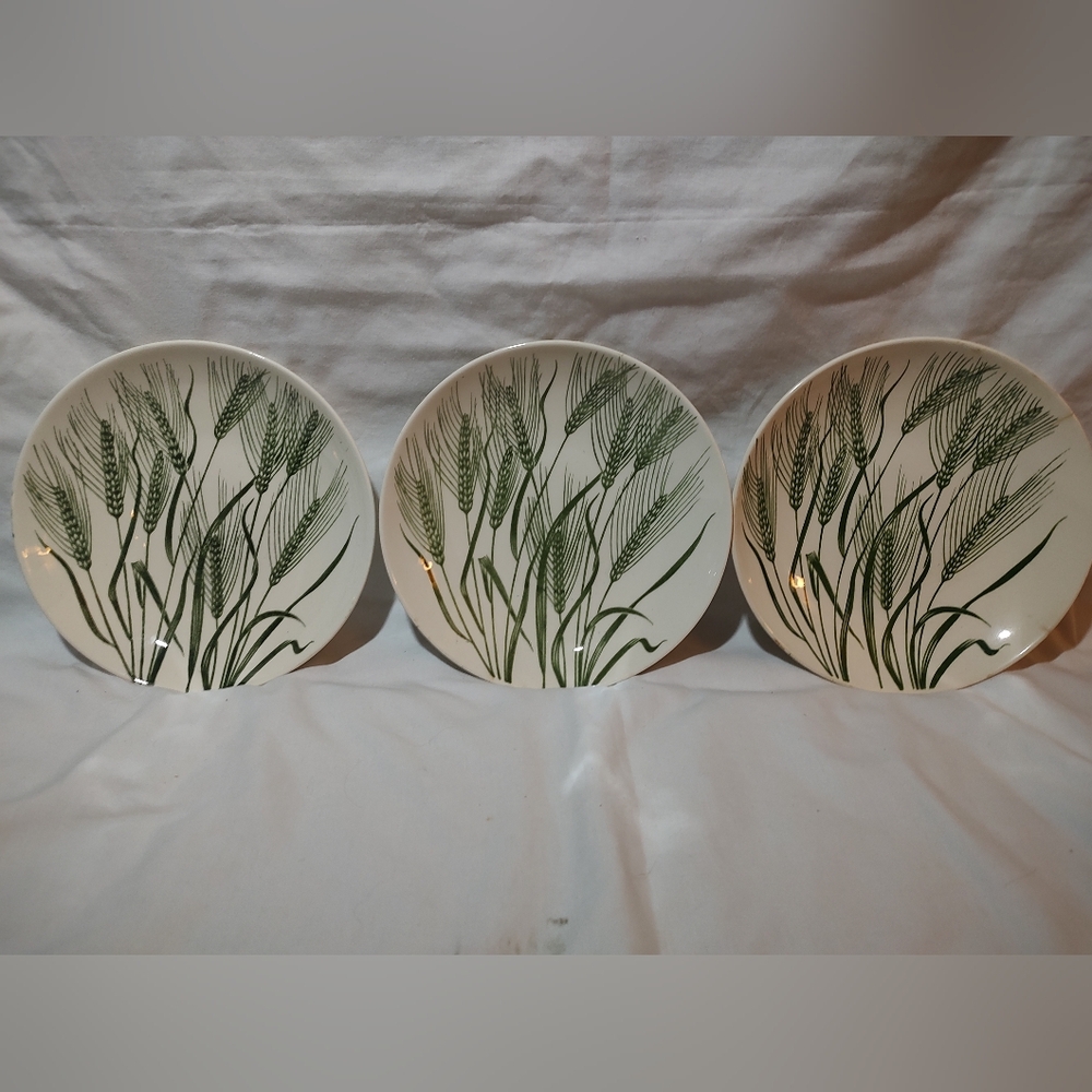 Homer Laughlin White Plate with Green Wheat Design